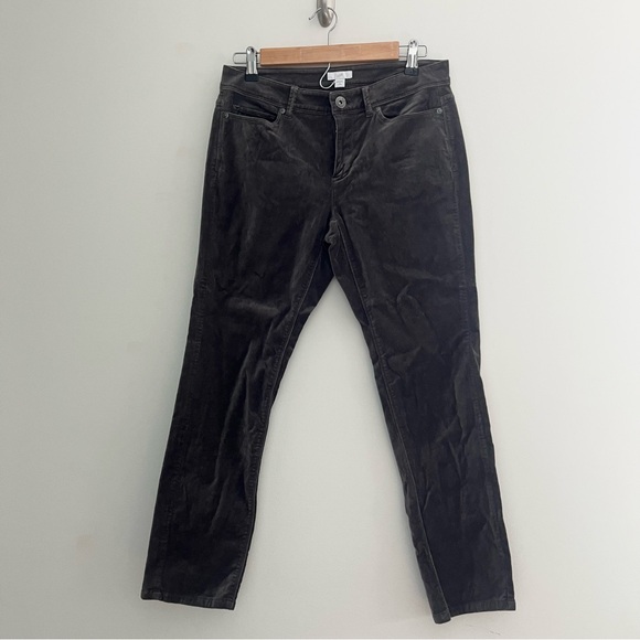 J. Jill Velour Dark Gray Straight Pants Soft Stretchy Women’s Size 4 Petite - Picture 1 of 8